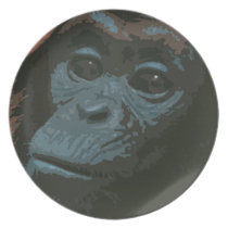 Staring Chimp Face Plate (blue) plates
