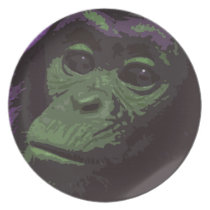 Staring Chimp Face Plate (green) plates