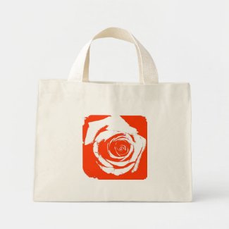 Stark red and white rose bloom graphic bag