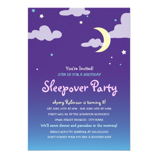 Starlight Birthday Sleepover Party Invitation (front side)
