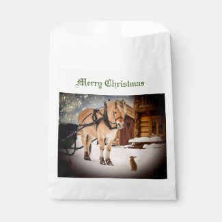 Starry Christmas night at the farm with horse Favor Bags