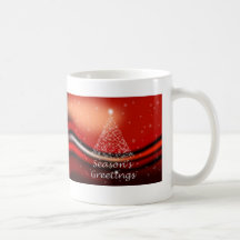 Starry Christmas Tree on Red Mugs