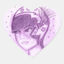 Starry Flapper in Purple Heart Stickers