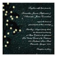 Starry Midnight String of Lights Square Wedding Announcements