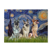 Starry Night - 3 German Shepherds Post Cards