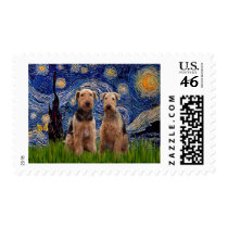 Starry Night - Airedale Terriers (two) Stamp
