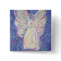 Starry Night Angel Button (square) by donnabellasangels Starry Night Angel Button (square)