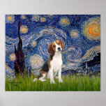 Starry Night - Beagle #1 Poster