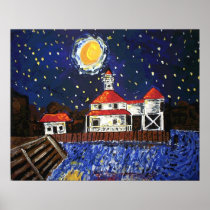 Starry Night Black Lighthouse posters