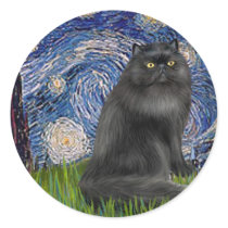 Starry Night - Black Persian cat Stickers