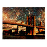 starry night Brooklyn Bridge postcards