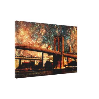 Starry Night Brookyn Bridge Wrapped Canvas Gallery Wrap Canvas