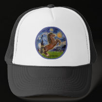 Starry Night - Brown Horse Rearing hats by heartsonggallery Starry Night - Brown Horse Rearing hats