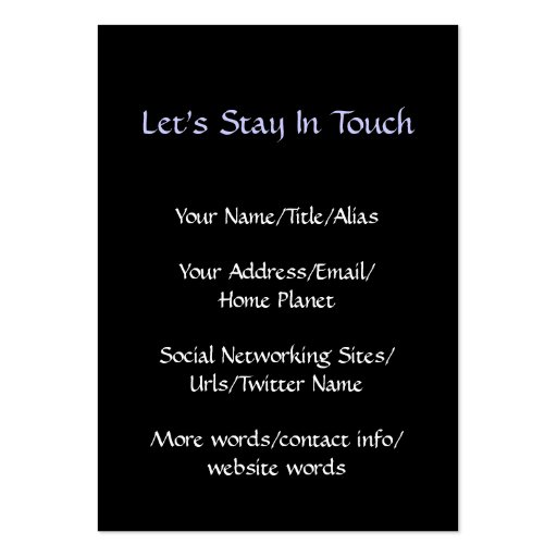 Starry Night Business Card (back side)
