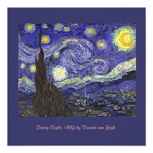 Starry Night, famous fine art wedding Invitations