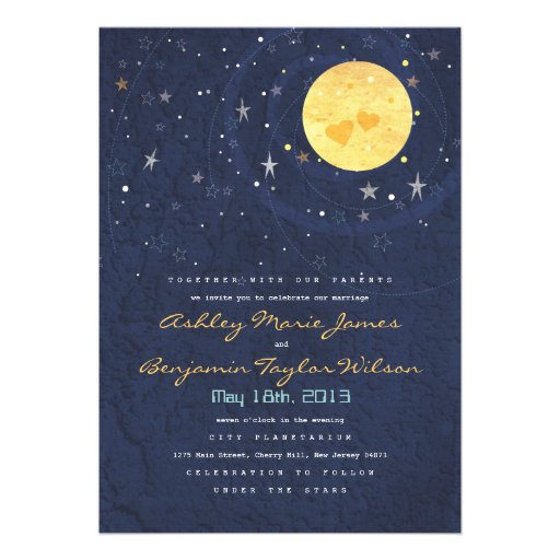 Starry Night Full Moon Wedding Invitation