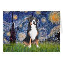 Starry Night-Greater Swiss Mountain Dog Card