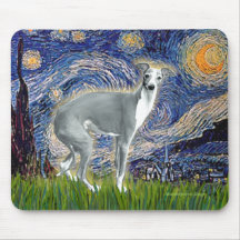 Starry Night - Italian Greyhound 4darkgreystand Mousepads