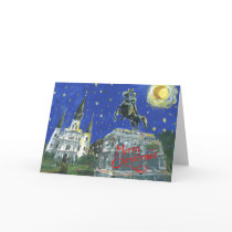 Starry Night Jackson Square Merry Christmas cards by figstreetstudio Starry Night Jackson Square Merry Christmas cards