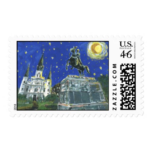 Starry Night Jackson Square Postage Stamp