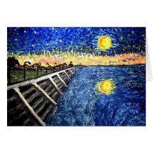 Starry Night Lake Front Note Card
