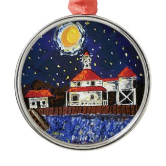 Starry Night Light House ornament