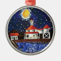 Starry Night Light House Ornament