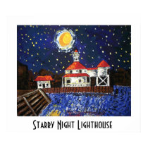 Starry Night Lighthouse posters by figstreetstudio Starry Night Lighthouse posters