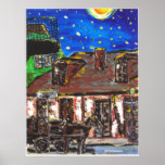 Starry Night Old Black Smith Shop Print