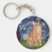 Starry Night - Orange Tabby 46 Key Chain