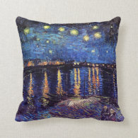 Starry night over the Rhone by Van Gogh Throw Pillows