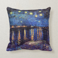 Starry Night over the Rhone, by Vincent van Gogh. Throw Pillows