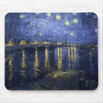 Starry Night Over The Rhone Mousepad by bizarretees Starry Night Over The Rhone Mousepad