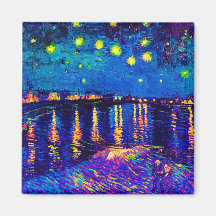 Starry Night Over The Rhone Pop Art Refrigerator Magnet