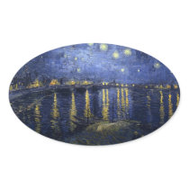 Starry Night Over the Rhone - Van Gogh (1888) Oval Sticker