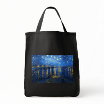 Starry Night Over the Rhone, Van Gogh Tote Bags