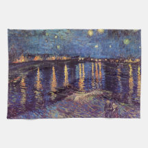 Starry Night Over the Rhone - Van Gogh Kitchen Towels