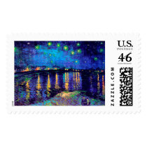 Starry Night over the Rhone, Vincent Van Gogh postage by masterpiecesofart Starry Night over the Rhone, Vincent Van Gogh postage
