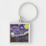 Starry Night painting by artist Vincent Van Gogh Key Chain