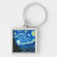 Starry Night Painting By Painter Vincent Van Gogh Keychain