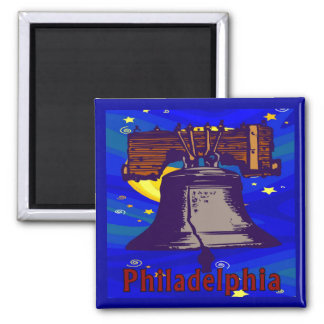 Starry Night Philadelphia Liberty Bell 2 Inch Square Magnet
