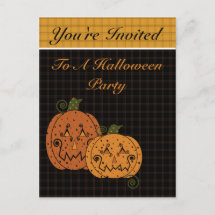 Starry Night Pumpkins Halloween Invitation postcard
