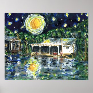 Starry Night River Camp print