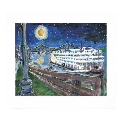 Starry Night Riverboat Poster by figstreetstudio