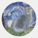 Starry Night - Russian Blue cat 2 Sticker