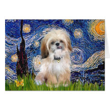 Starry Night - Shih Tzu (P) Greeting Cards