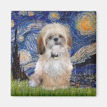 Starry Night - Shih Tzu (P) Refrigerator Magnets