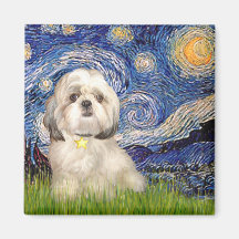 Starry Night - Shih Tzu (Y) Refrigerator Magnets