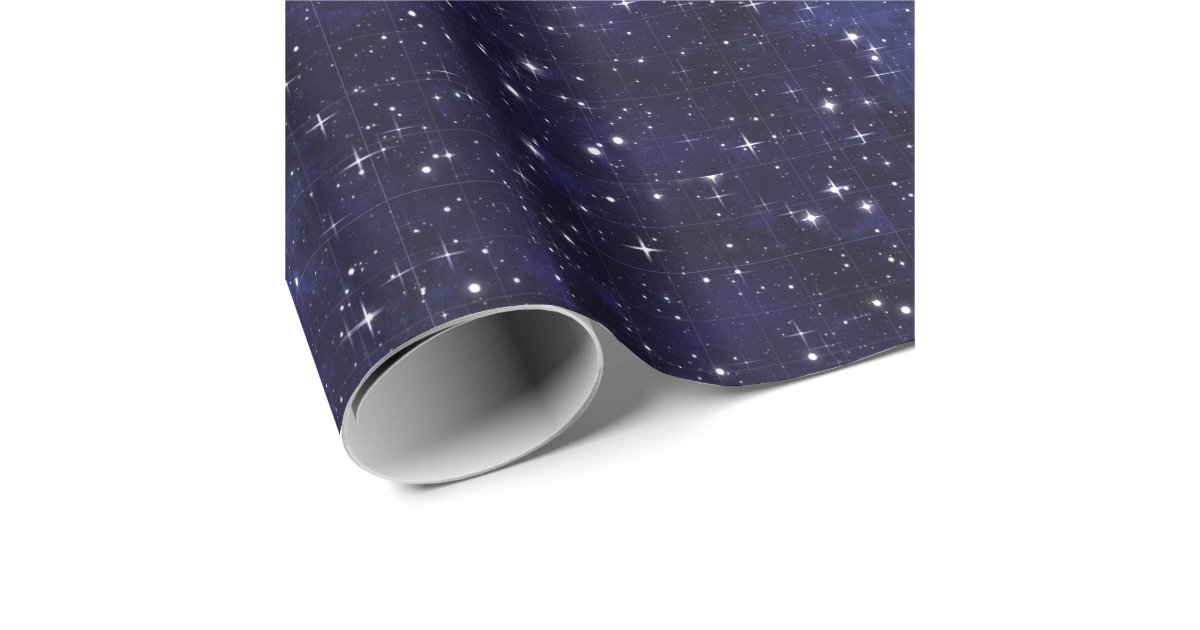 Starry Night Sky Grid Wrapping Paper Zazzle