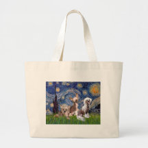 Starry Night - Three HL Chinese Cresteds Tote Bags